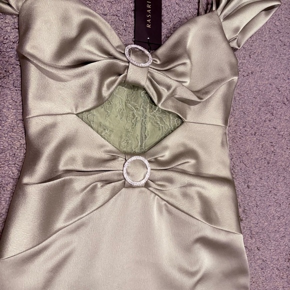 Rasario New Off The Shoulder Embellished Lace Trim Satin Gown FR40 US8 $2,095.00 - Picture 10 of 16